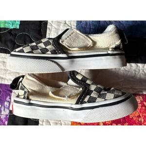 Baby Toddler Vans Black White Checkered Slip On Child Shoe Size 5